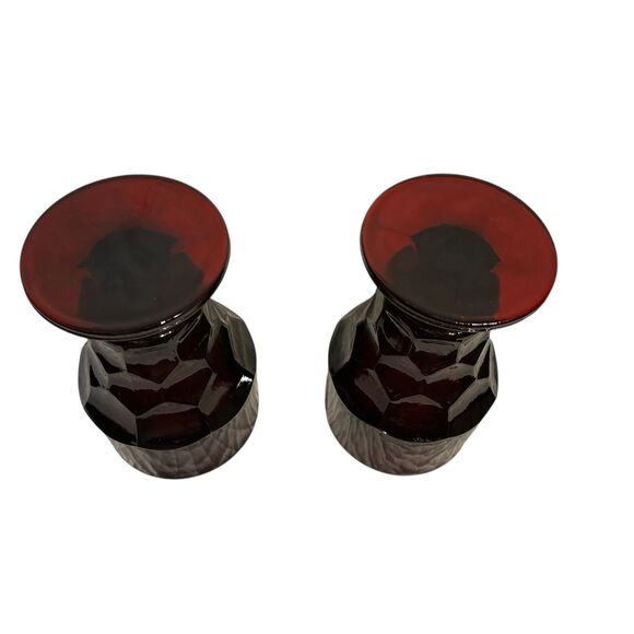 Two (2) vintage Anchor Hocking Georgian Ruby Red Glass footed tumblers. 5.5” - Picture 6 of 8